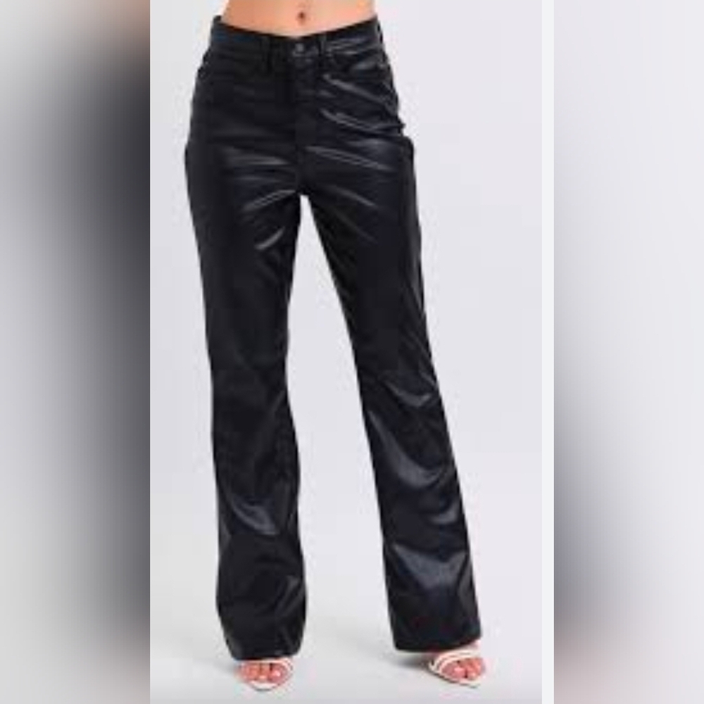 Judy Blue Faux Leather Pants Straight Leg High Rise Tummy Control Black 9/29